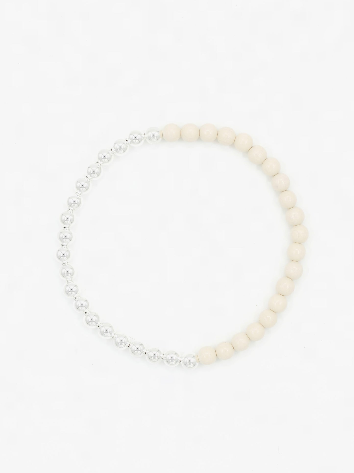 Perlen silver/wood necklace, opal