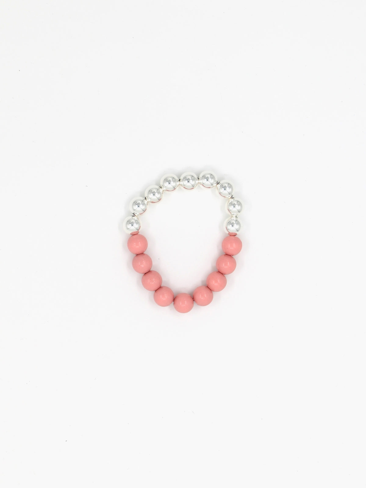 Perlen silver/wood bracelet, blush