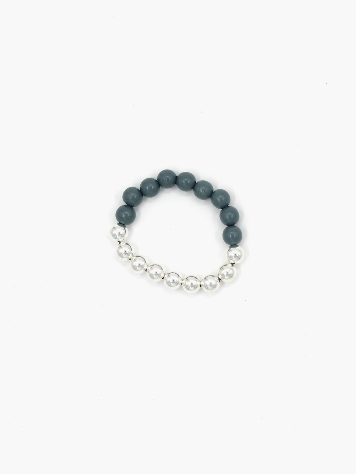 Perlen silver/wood bracelet, grafit