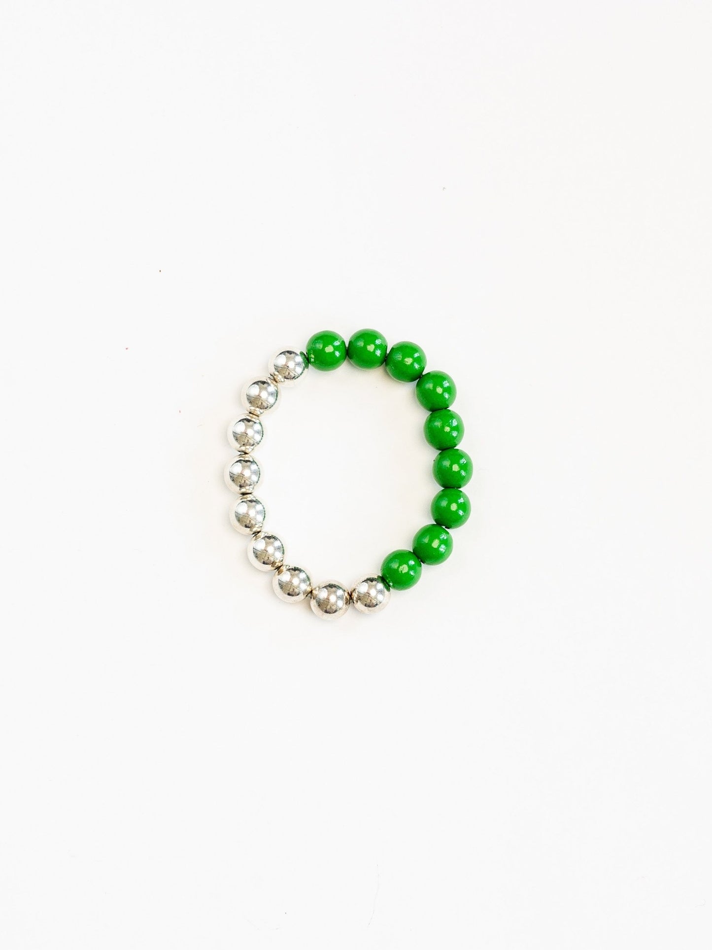 Perlen silver/wood bracelet, green