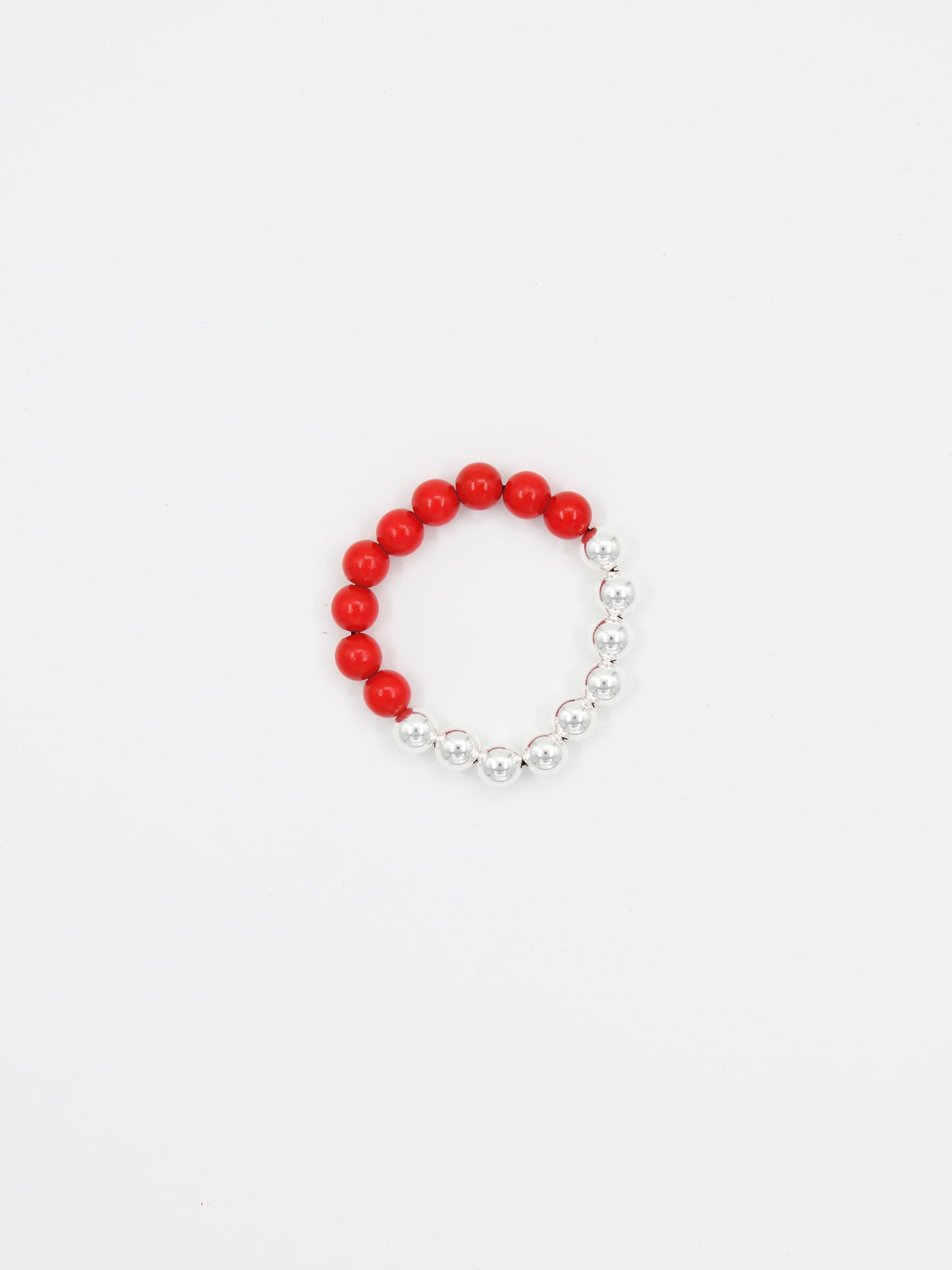 Perlen silver/wood bracelet, red