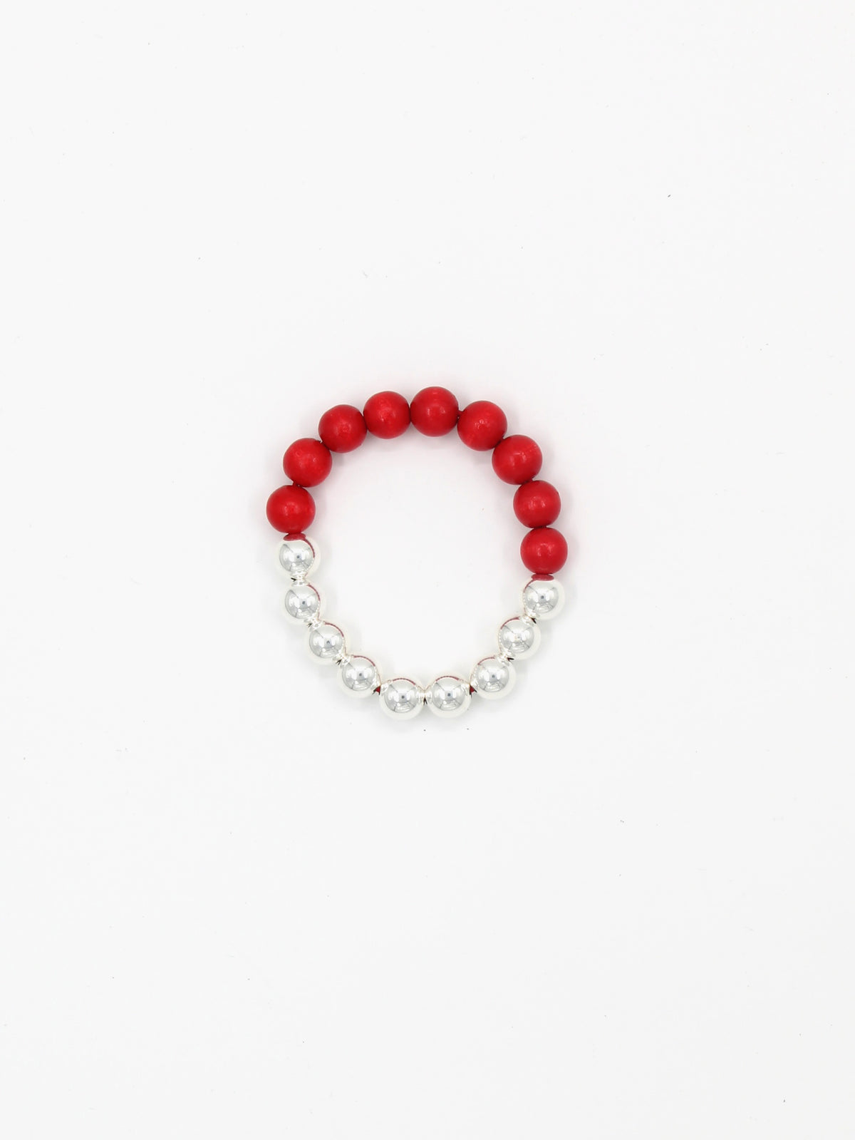 Perlen silver/wood bracelet, red