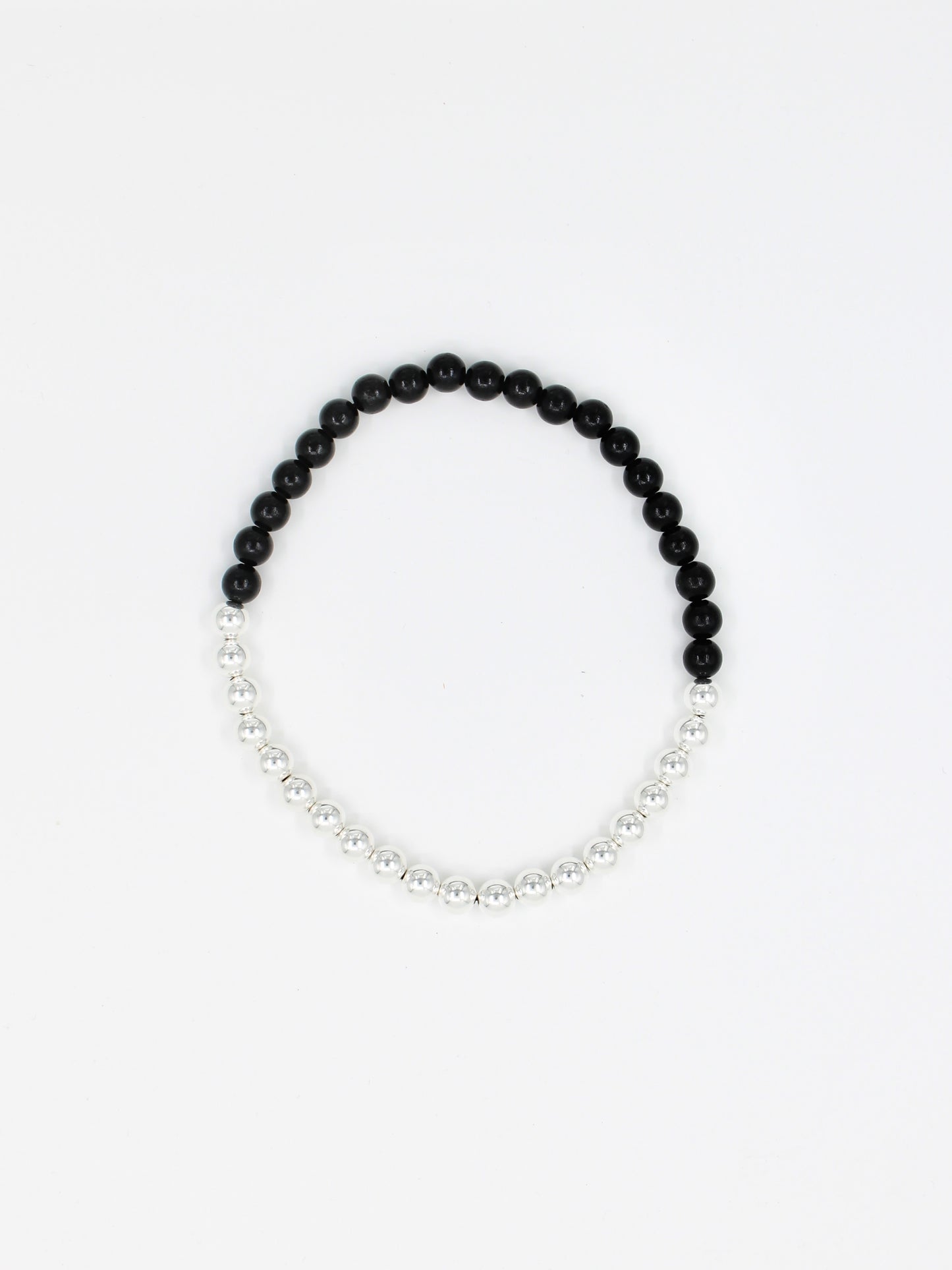 Perlen silver/wood necklace, black