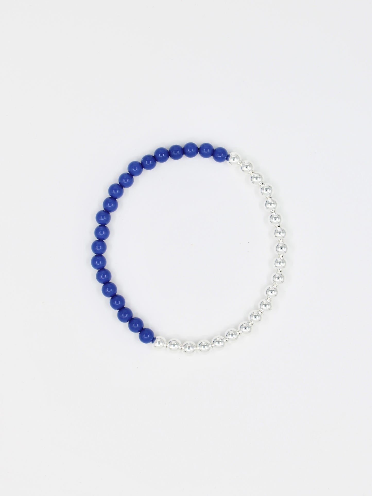 Perlen silver/wood necklace, blue