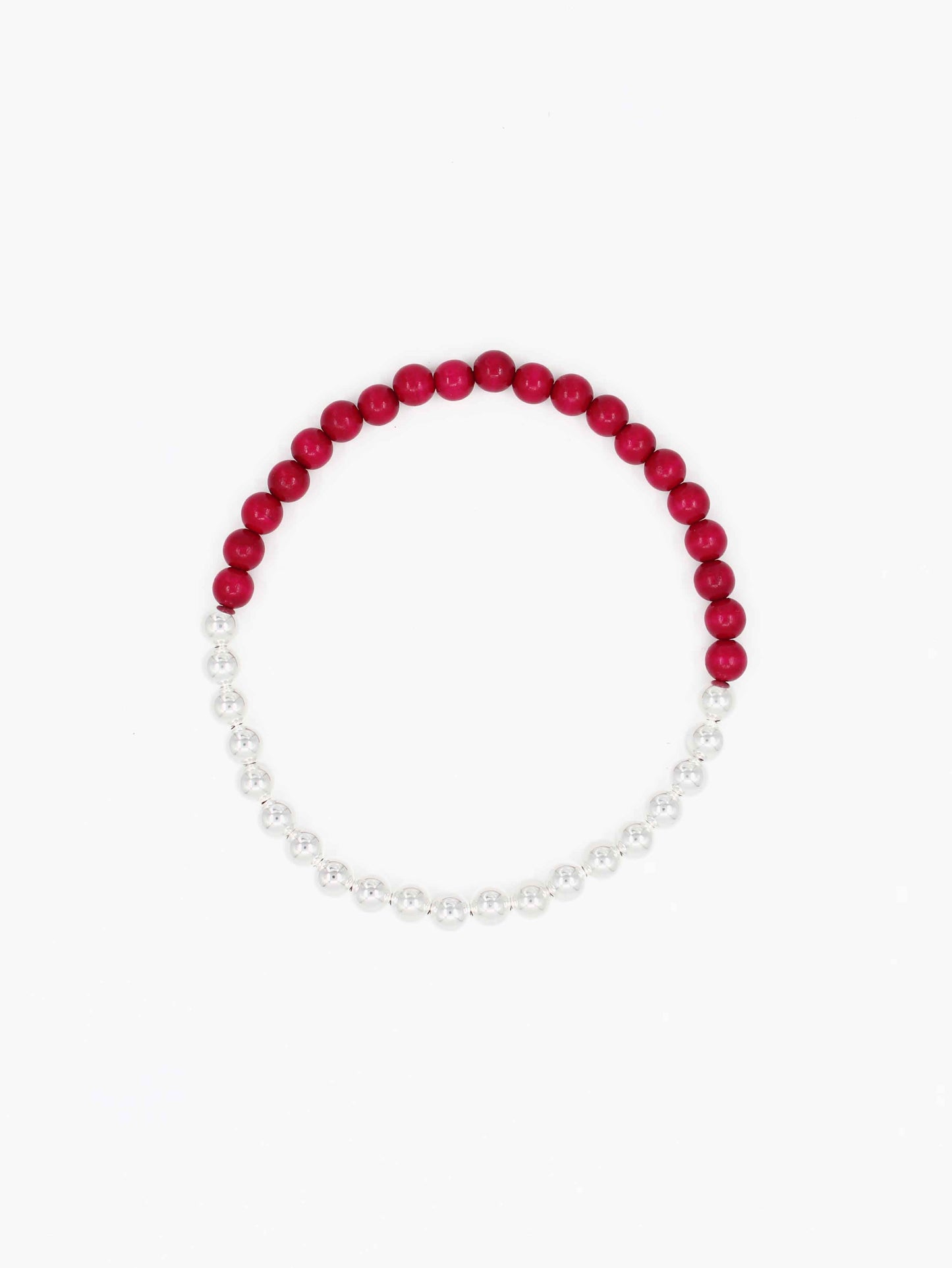 Perlen silver/wood necklace, bordo