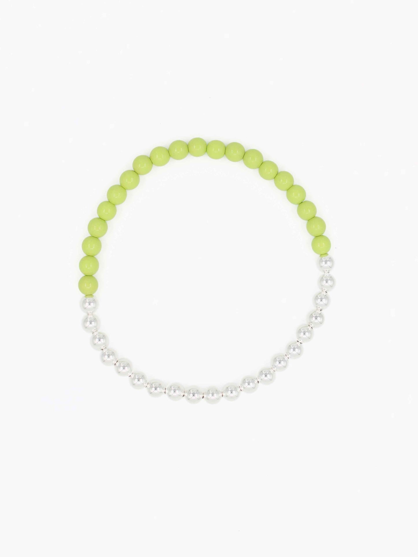 Perlen silver/wood necklace, lime