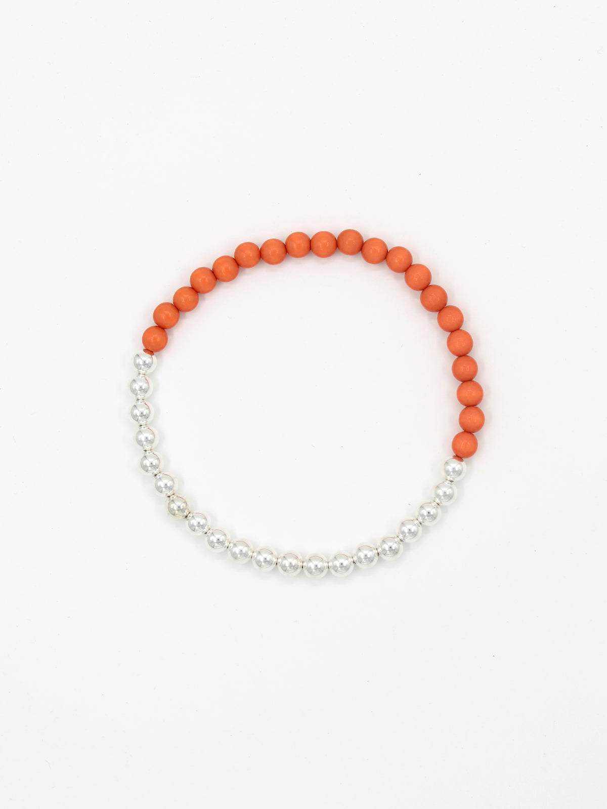 Perlen silver/wood necklace, orange
