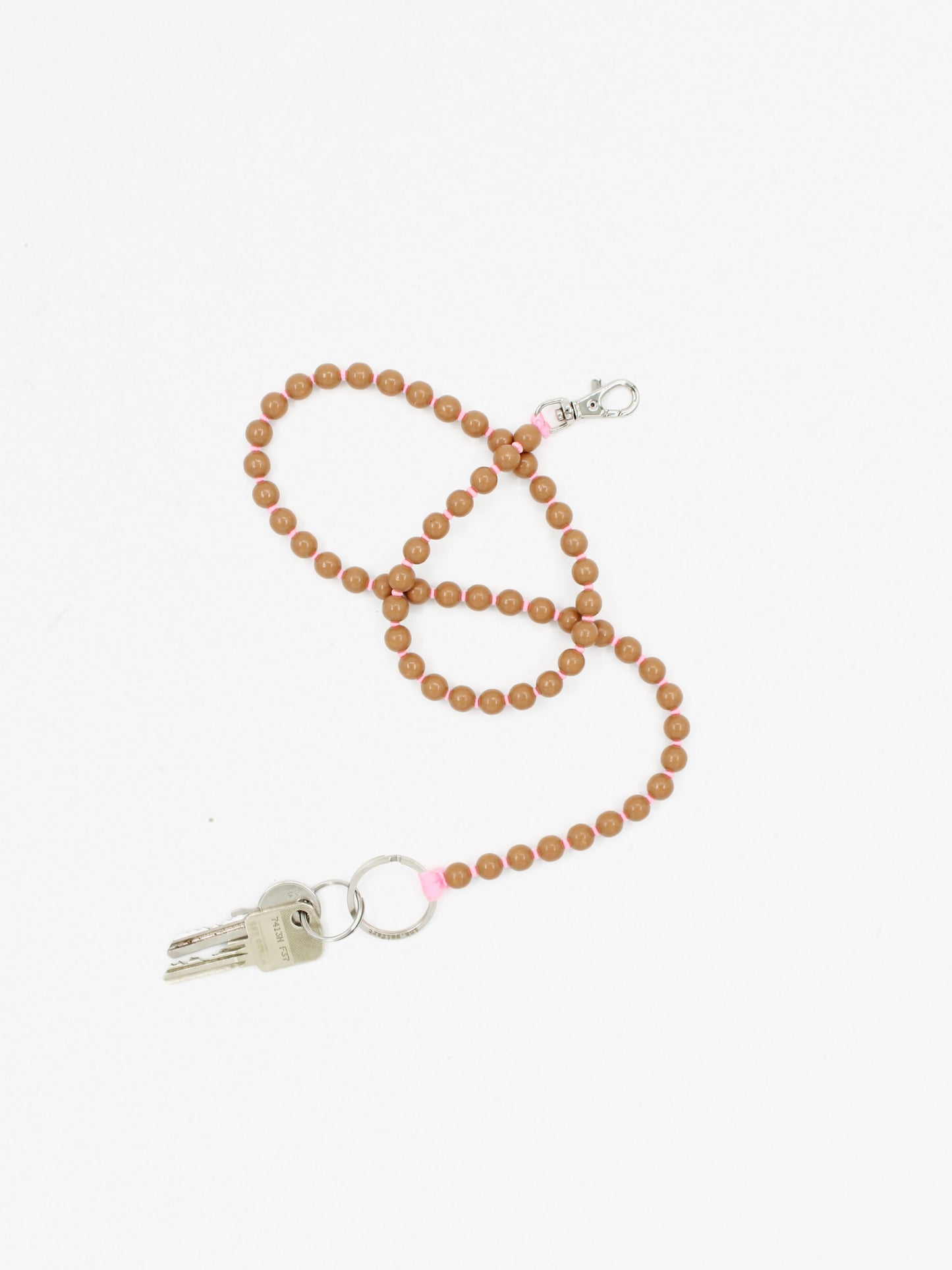 Perlen long, mocca-rose