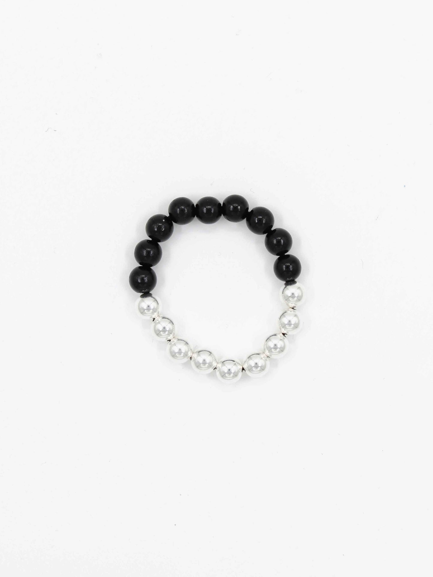 Perlen silver/wood bracelet, black