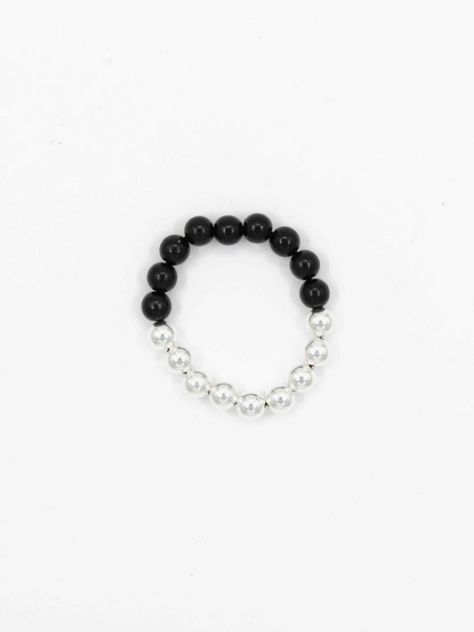 Perlen silver/wood bracelet, black