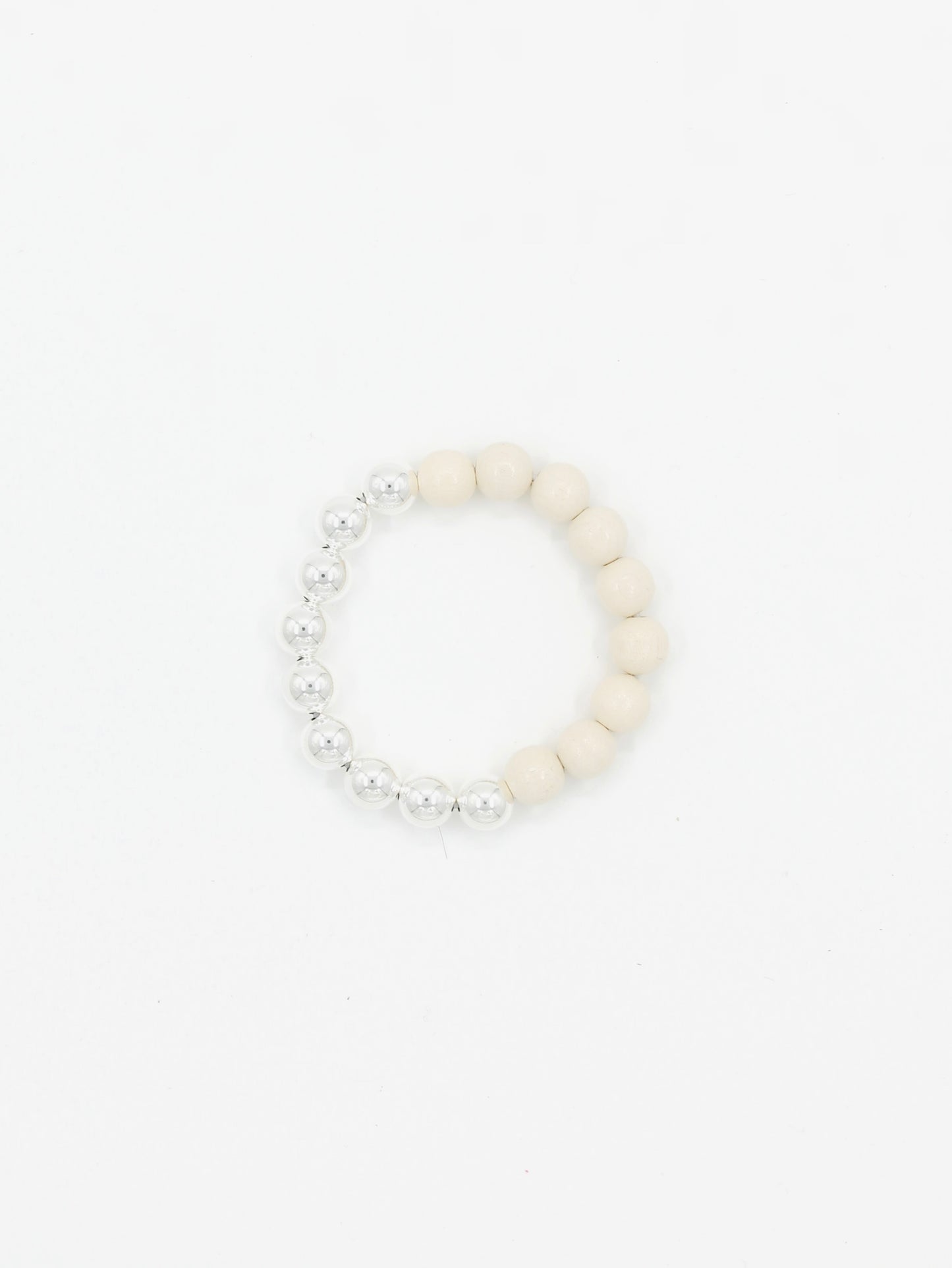 Perlen silver/wood bracelet, opal