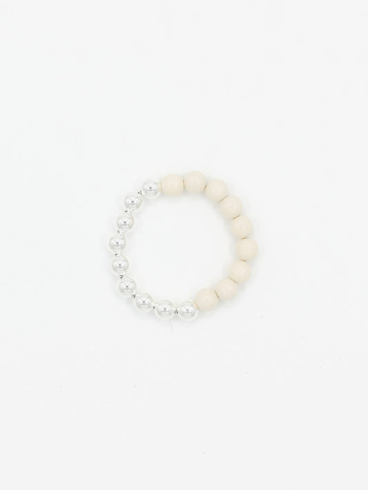 Perlen silver/wood bracelet, opal