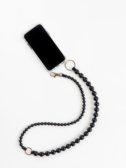 Doppelhandykette long, black - black