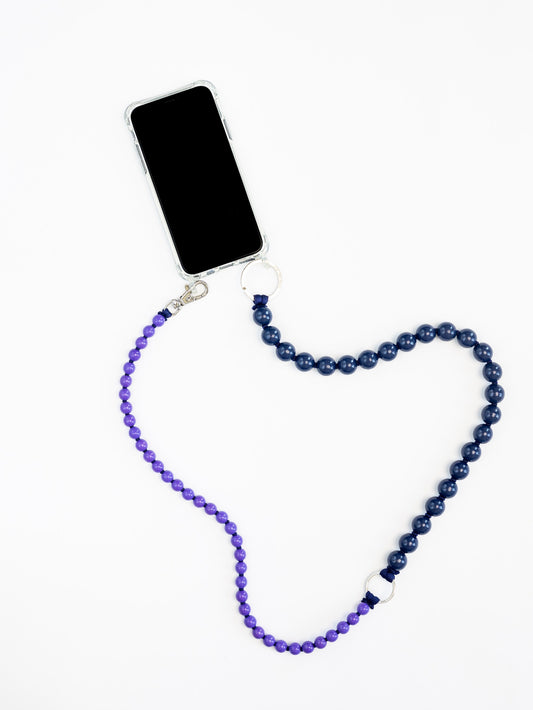 Doppelhandykette long, blueberry-purple