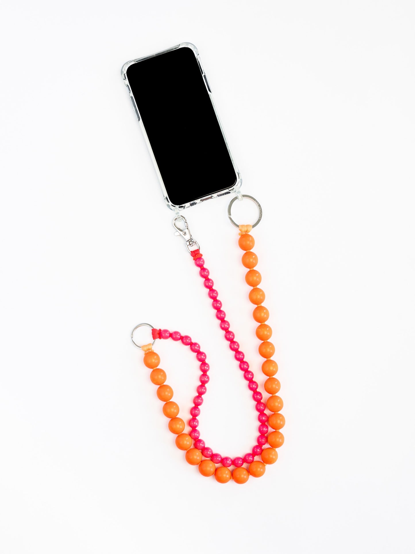 Doppelhandykette long, neonorange-neonpink