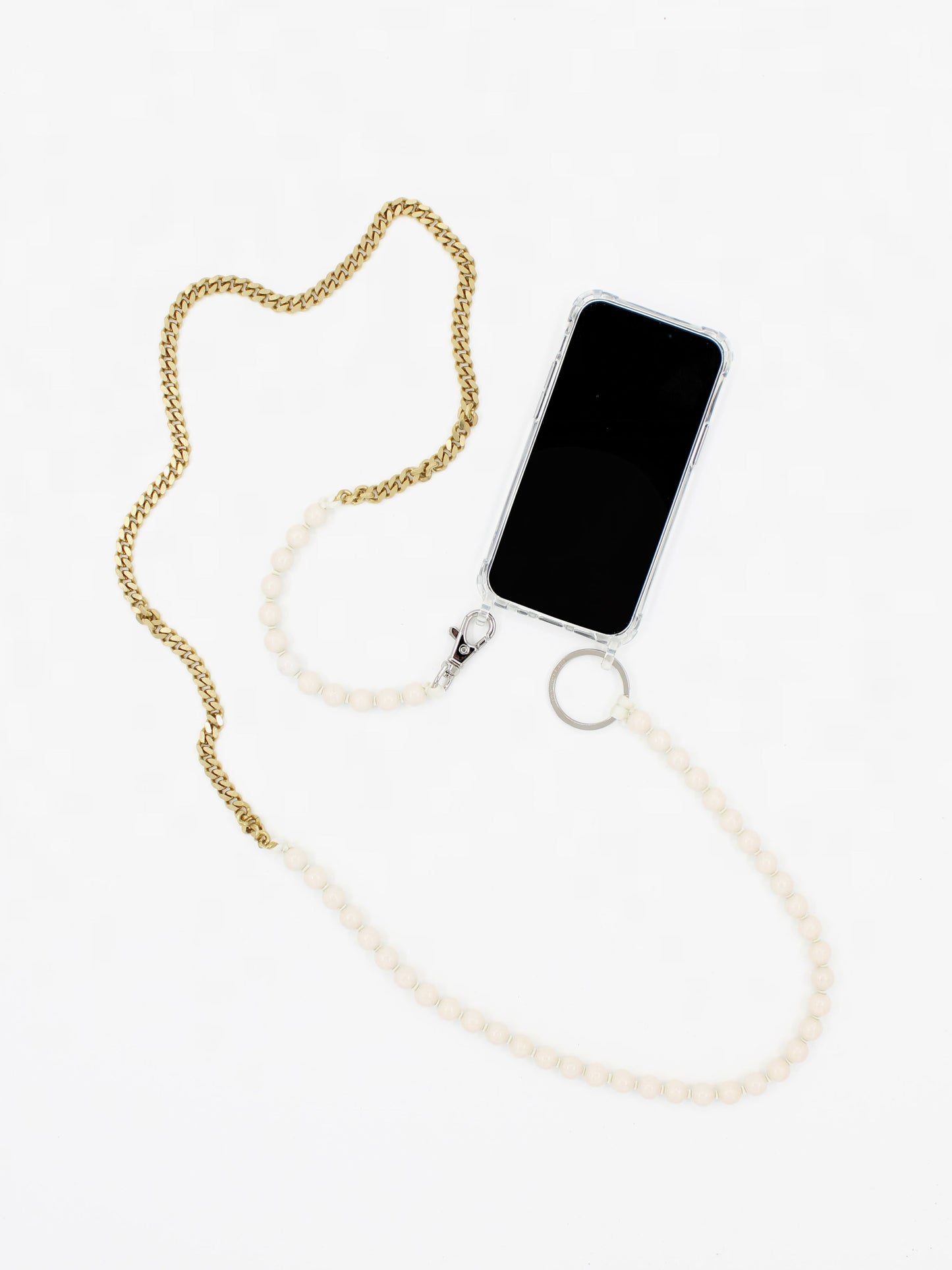 Perlenpanzerhandykette, opal-brass