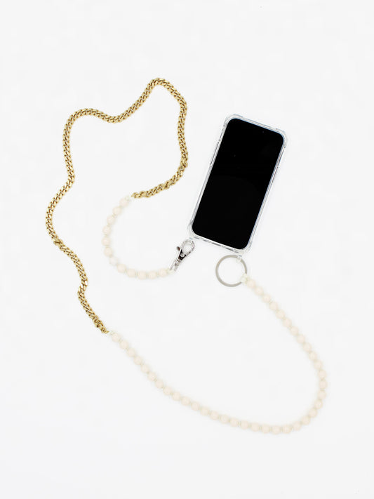 Perlenpanzerhandykette, opal-brass