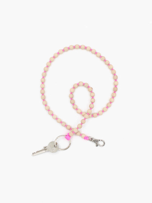 Perlen long, natural - pink