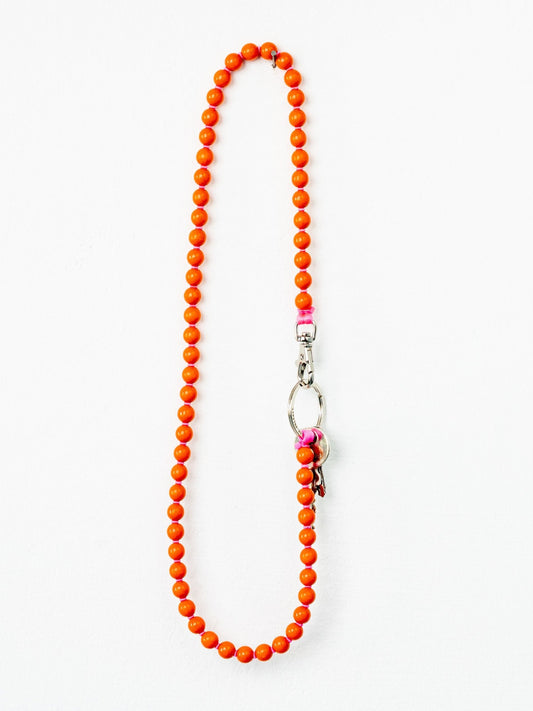 Perlen long, orange - pink