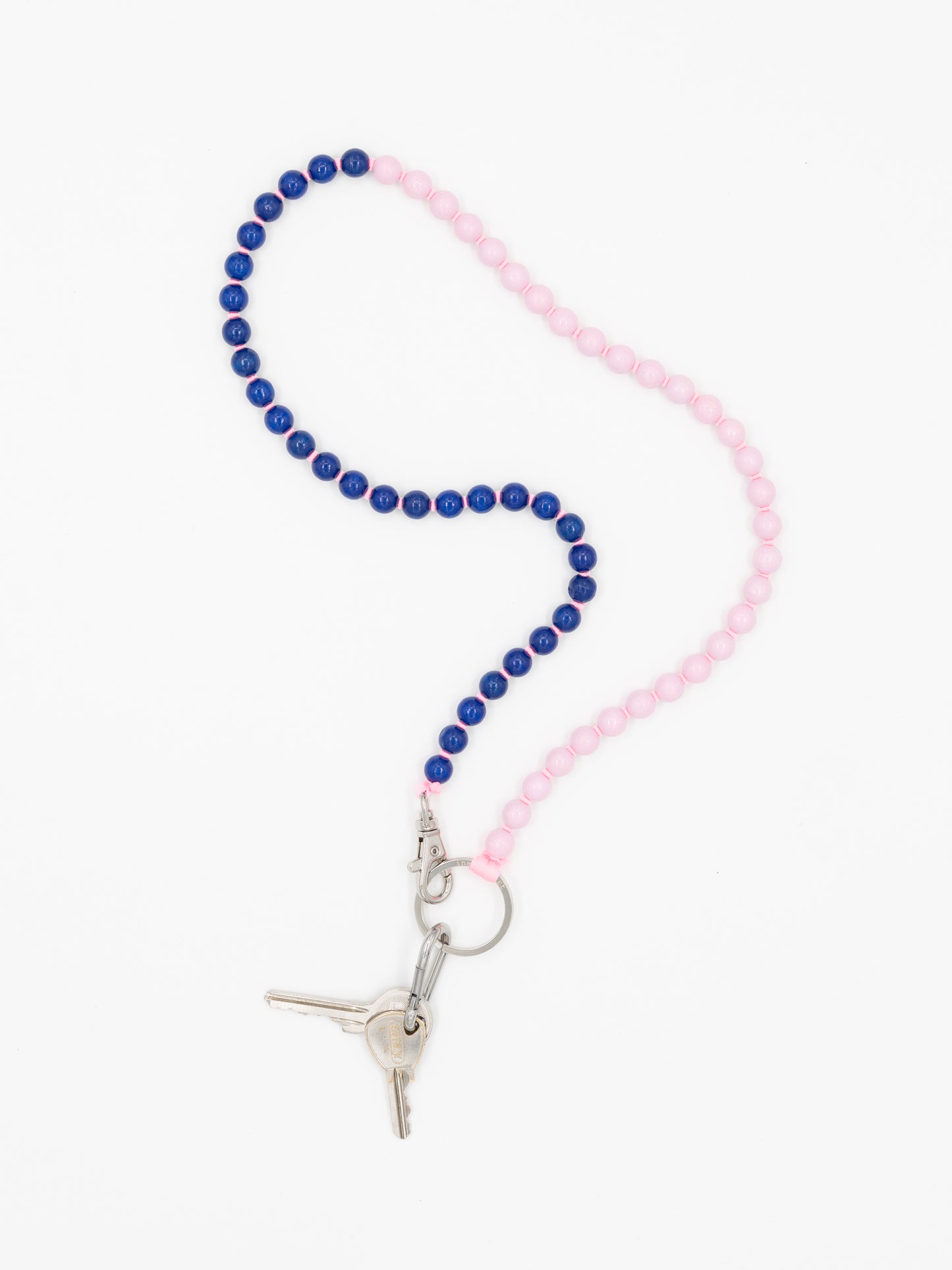 Perlen long, rose - blue - duo