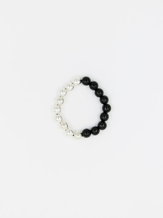 Perlen silver/wood bracelet, black