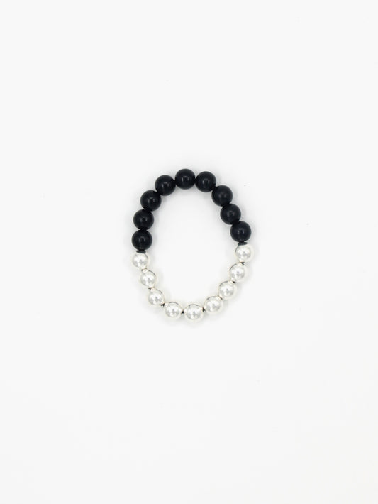 Perlen silver/wood bracelet, black