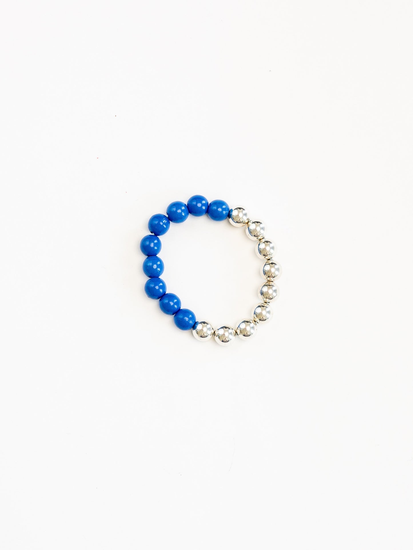 Perlen silver/wood bracelet, blue