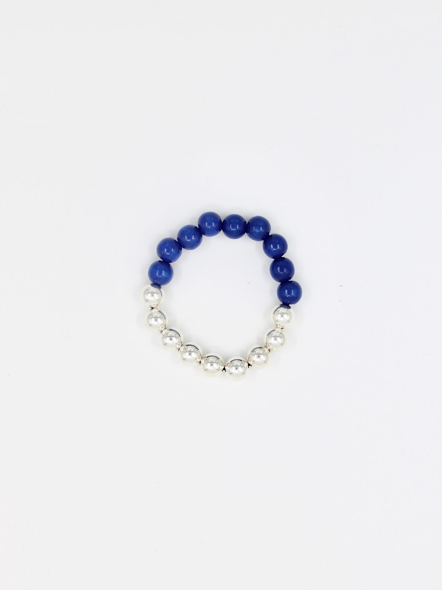 Perlen silver/wood bracelet, blue