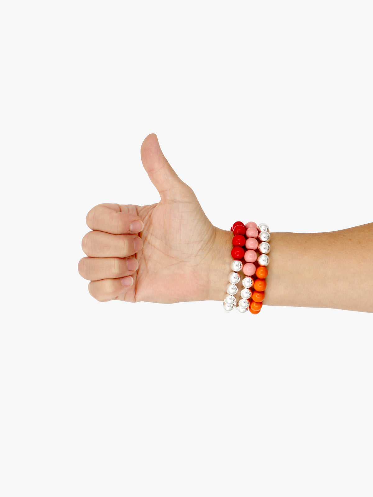 Perlen silver/wood bracelet, blush set
