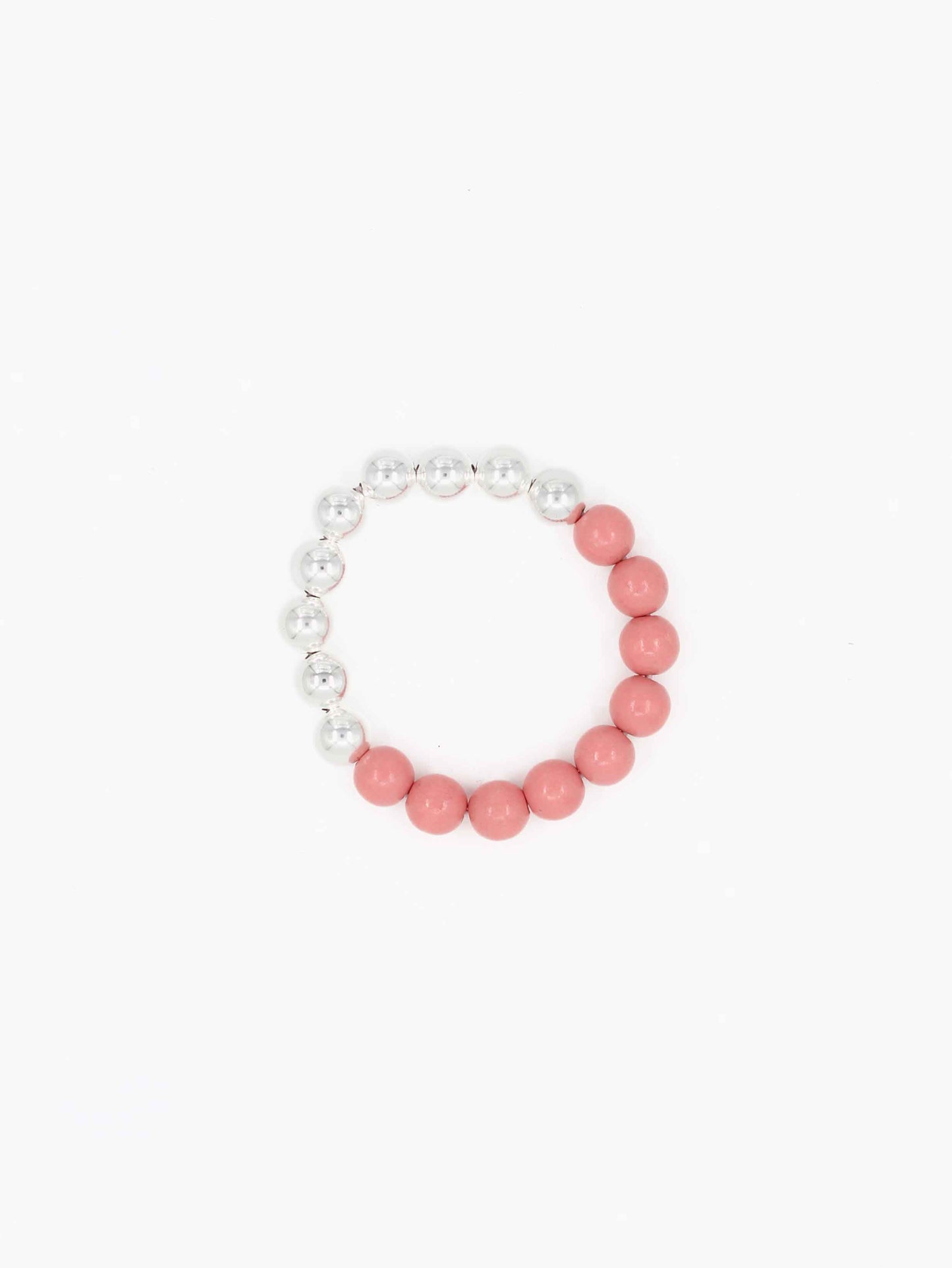 Perlen silver/wood bracelet, blush