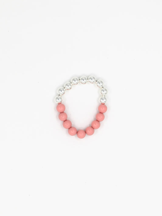 Perlen silver/wood bracelet, blush