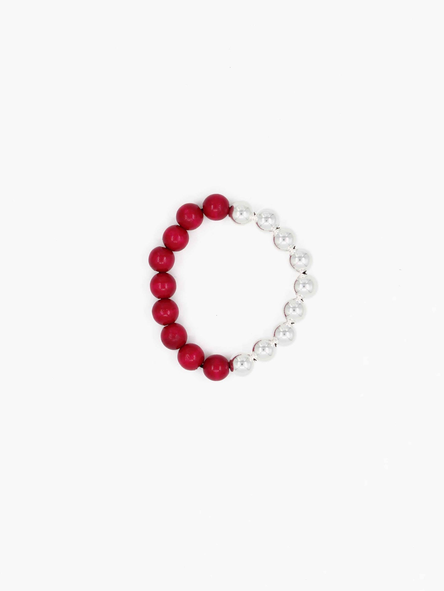 Perlen silver/wood bracelet, bordo