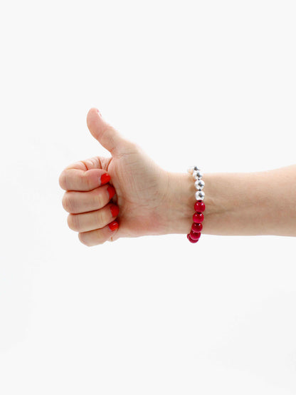 Perlen silver/wood bracelet, bordo