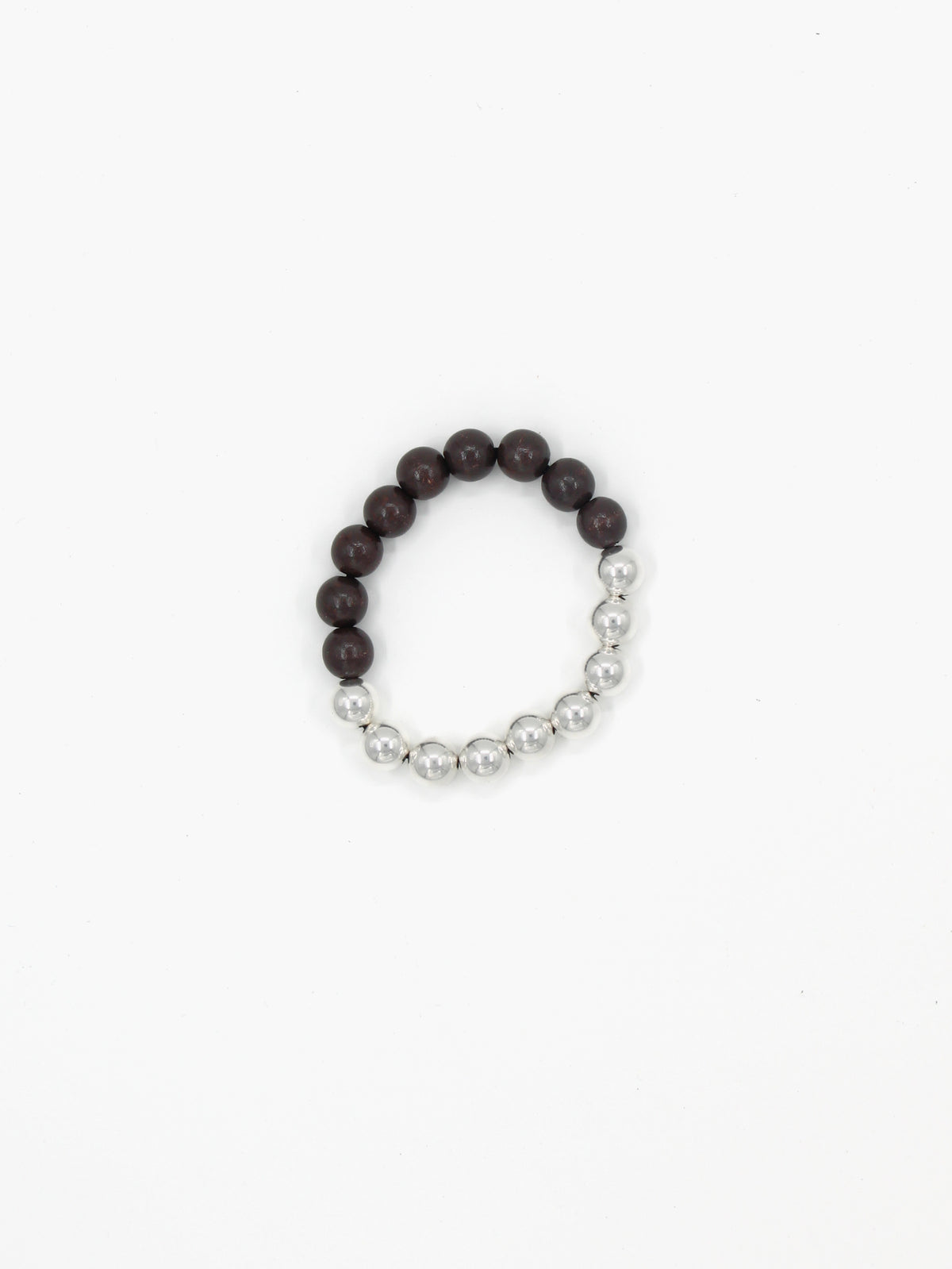 Perlen silver/wood bracelet, brown