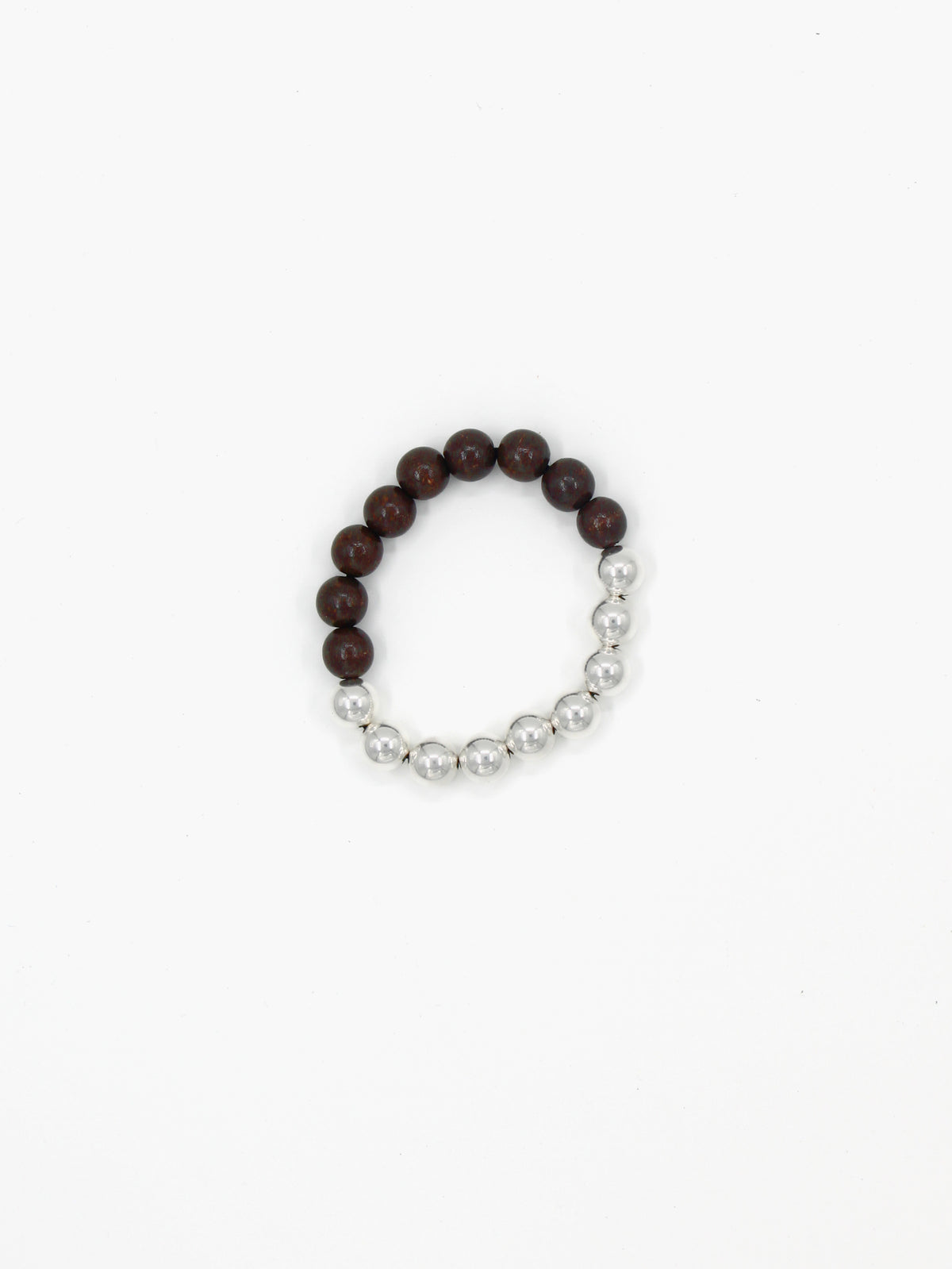 Perlen silver/wood bracelet, brown