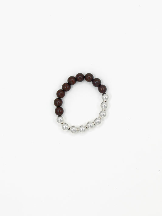 Perlen silver/wood bracelet, brown