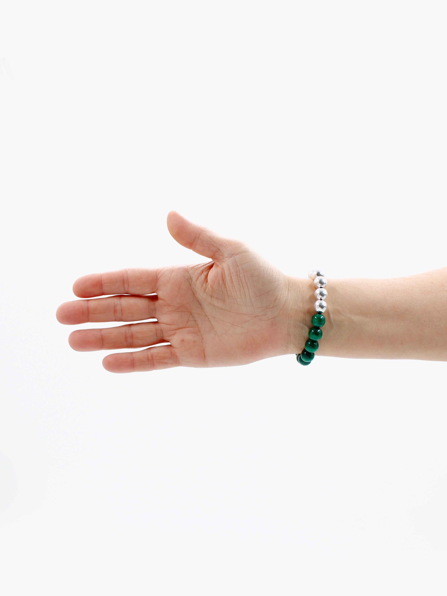 Perlen silver/wood bracelet, darkgreen
