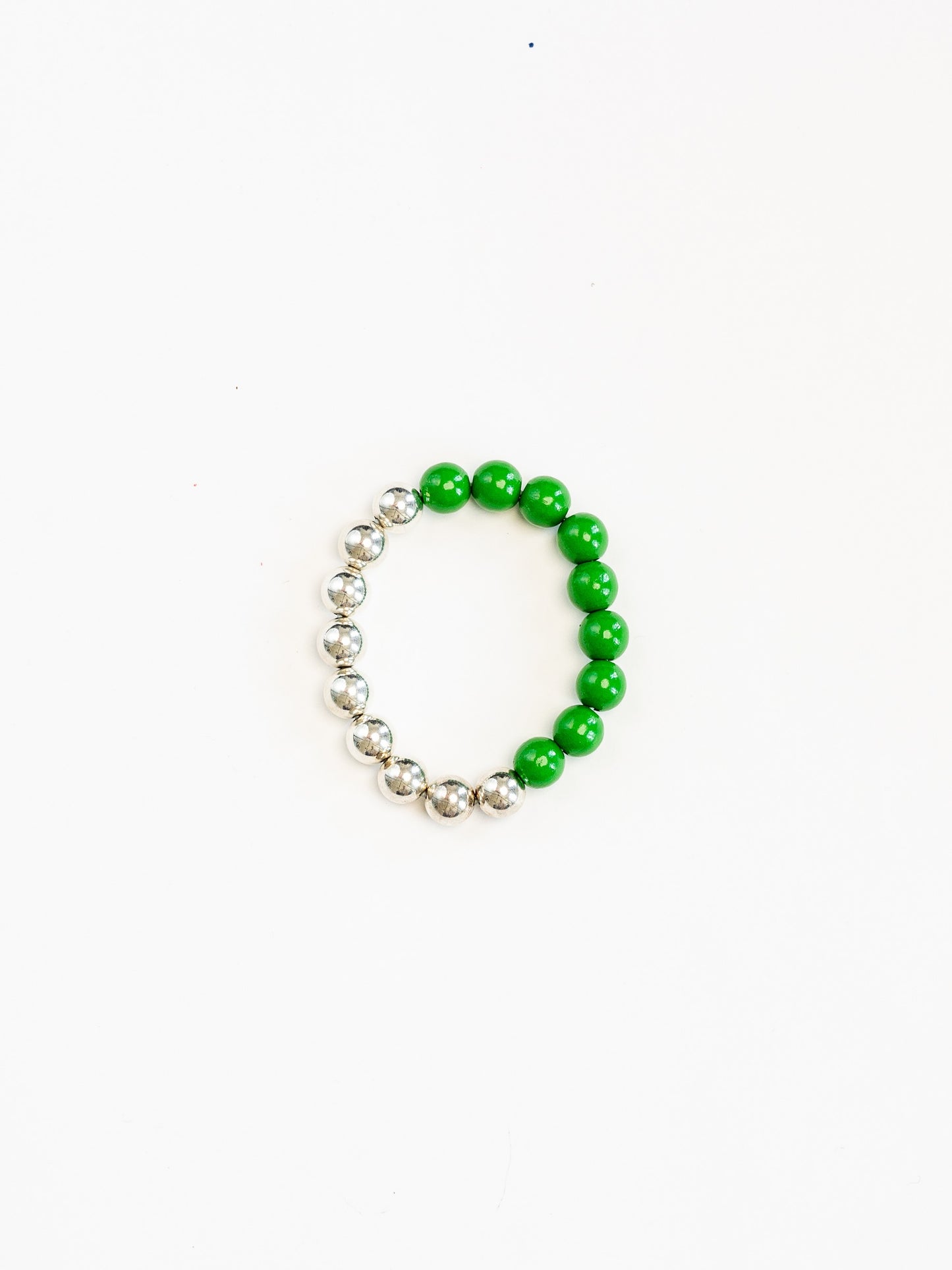 Perlen silver/wood bracelet, green