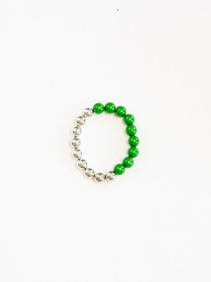 Perlen silver/wood bracelet, green