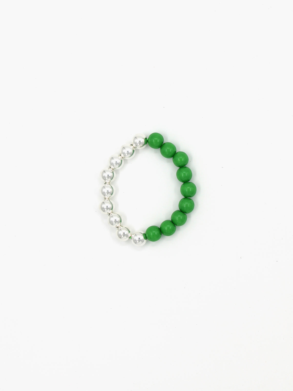 Perlen silver/wood bracelet, green
