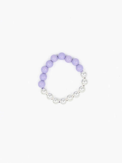 Perlen silver/wood bracelet, lilac