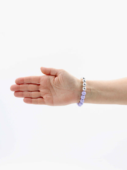 Perlen silver/wood bracelet, lilac