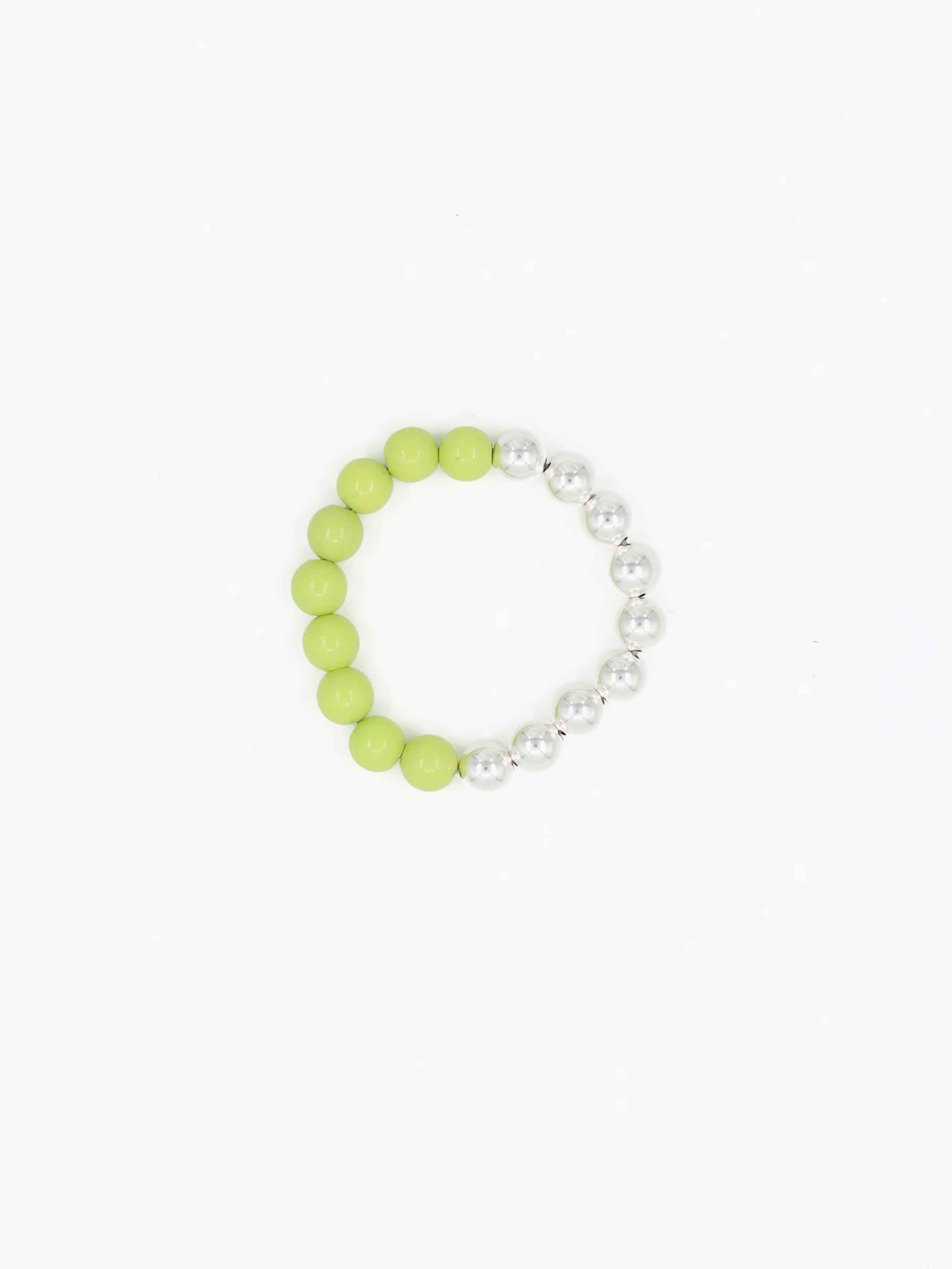 Perlen silver/wood bracelet, lime