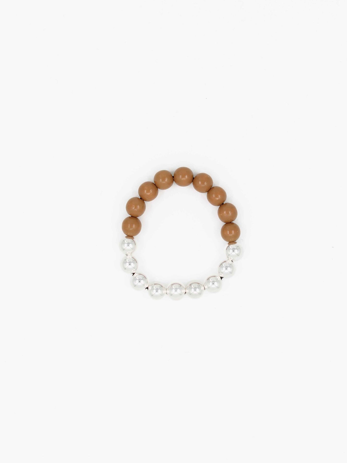 Perlen silver/wood bracelet, mocca