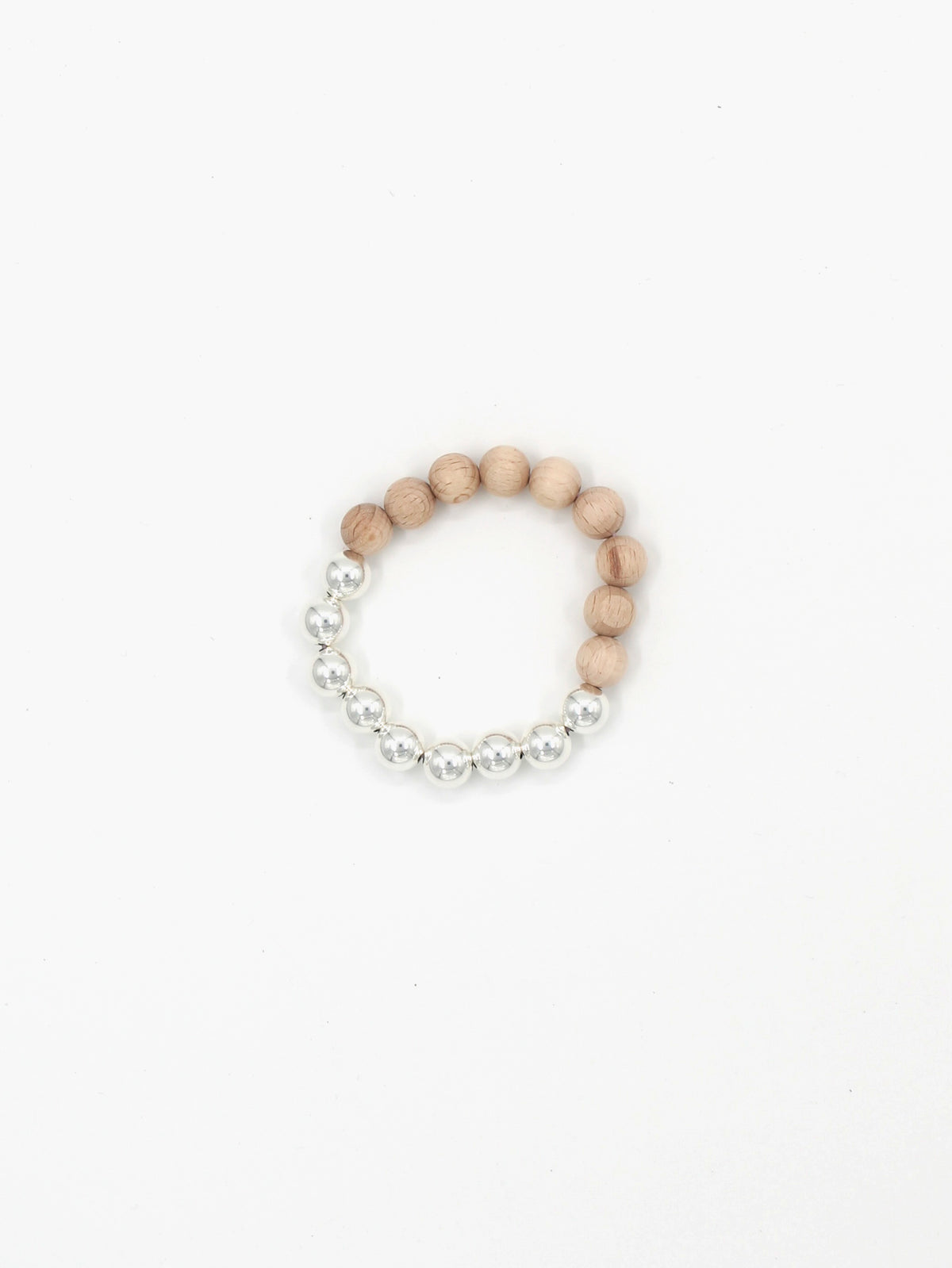 Perlen silver/wood bracelet, natural