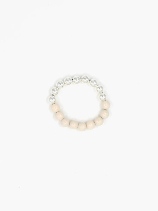 Perlen silver/wood bracelet, opal