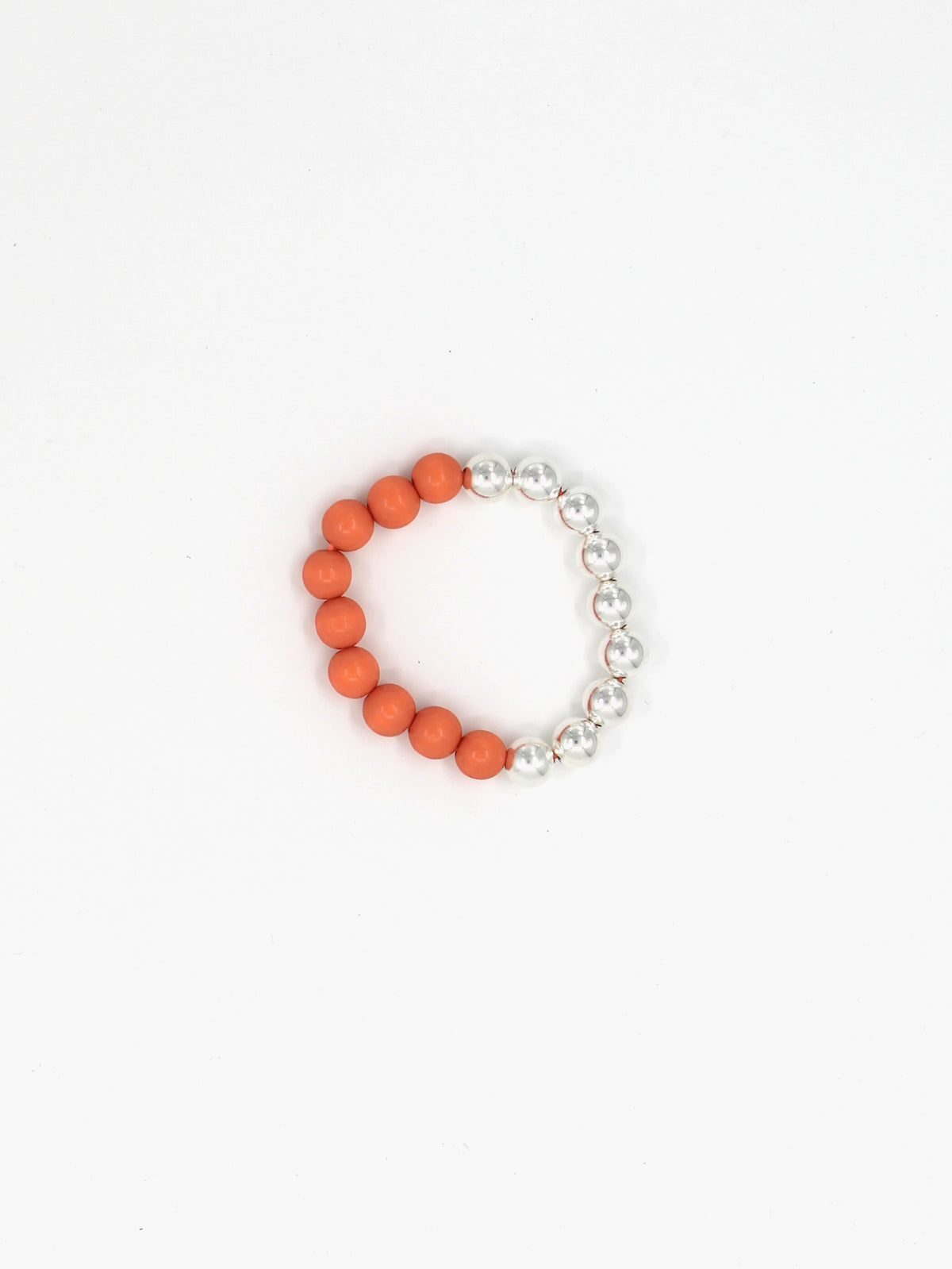 Perlen silver/wood bracelet, orange