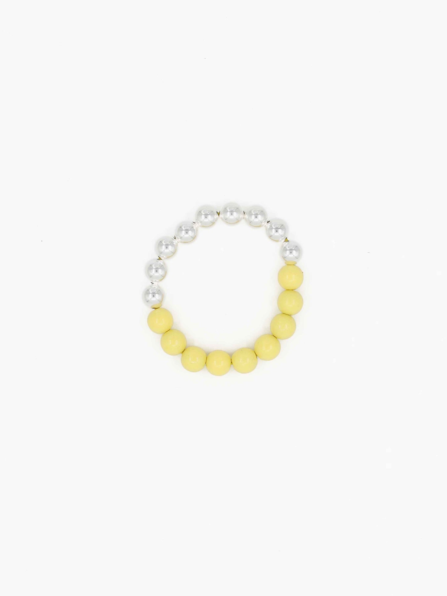 Perlen silver/wood bracelet, pastelyellow