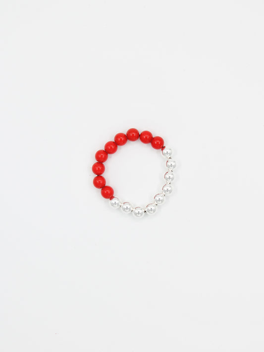 Perlen silver/wood bracelet, red