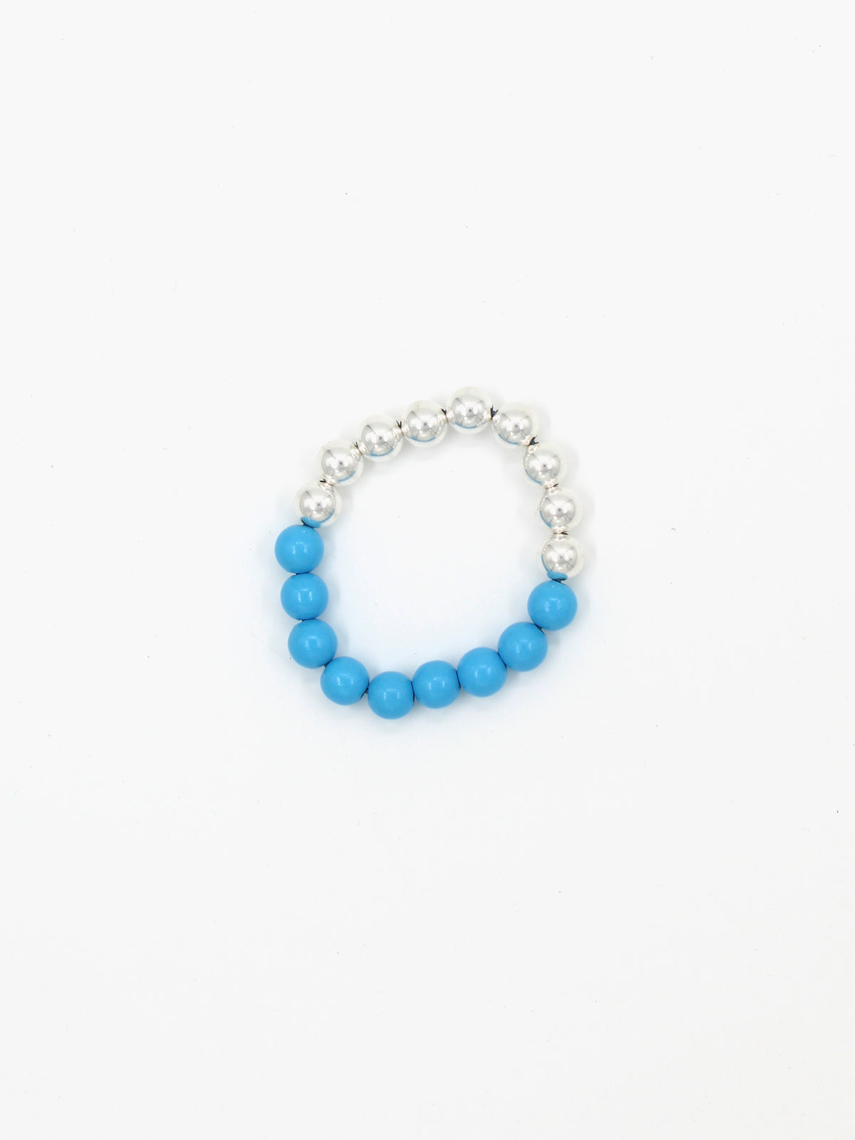 Perlen silver/wood bracelet, sky